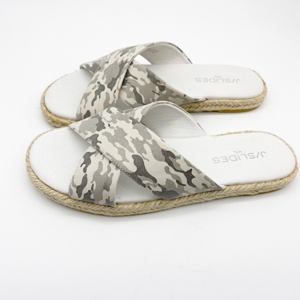 J/Slides Reva Off White Camo Leather Slides - image 1